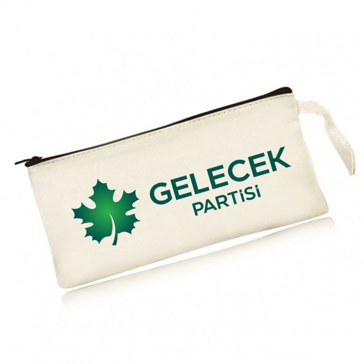 Gelecek Partisi Baskılı Fermuarlı Ham Bez Kalem Çantası
